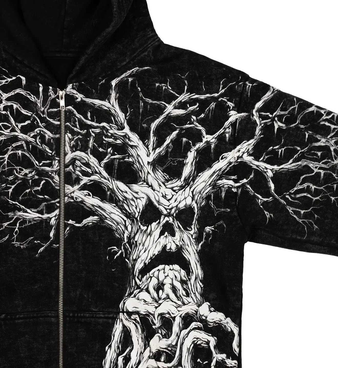 Y2k Retro Gothic Zip Up Hoodie for Men Punk Washed Oversized Loose Cotton Zipper Jacket Hip Hop Streetwear Sweatshirt W250117