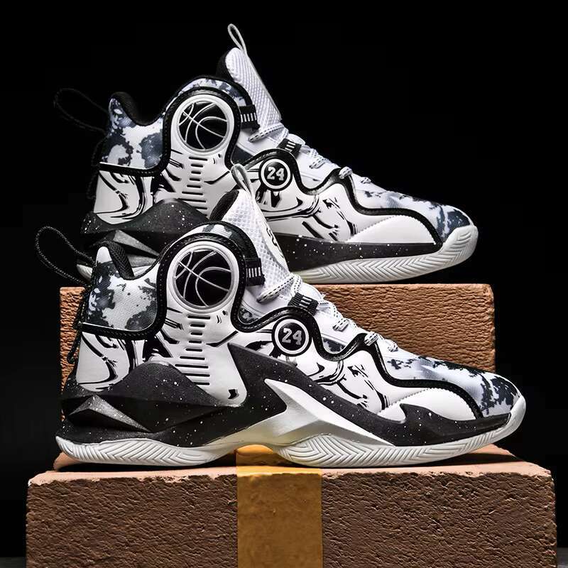 Men's Basketball No-Slip Bre a thable Outdoor Fa shion Graffiti Training Shoes