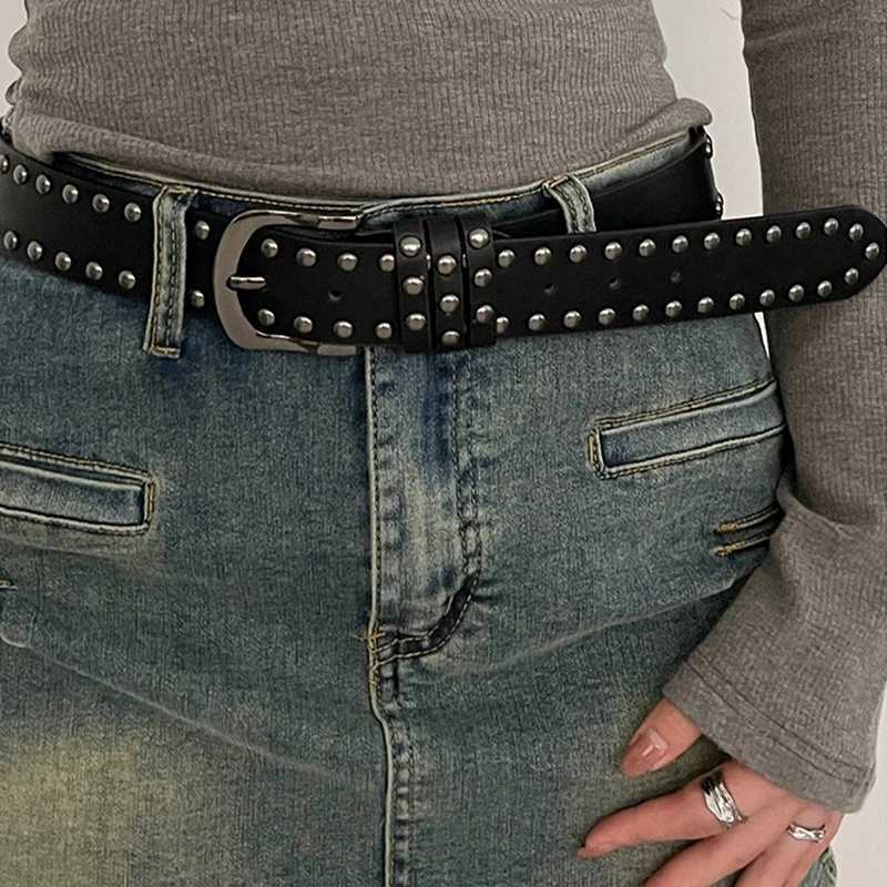New Belt Womens Jeans Tie-In Ladies Belt Fashion Personality Rivet Belt Senior Black Fashion W250120
