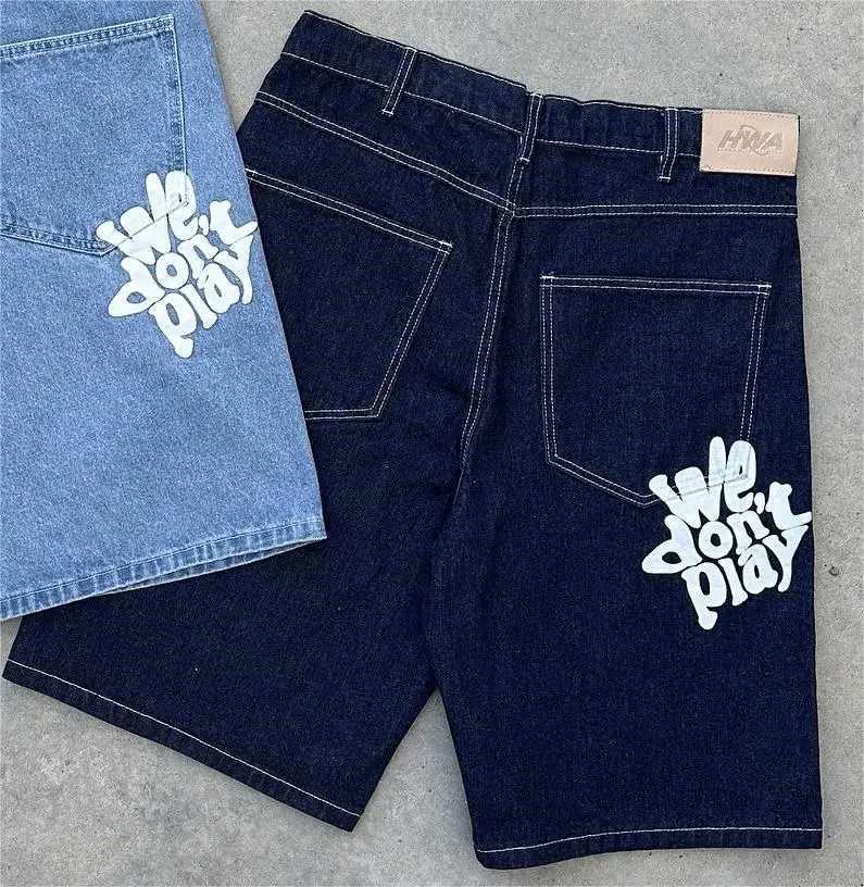 Retro Men Women Casual Wide Leg Jeans Trendy Brand Y2k Baggy Shorts Men High Quality Jeans Hiphop Goth Streetwear Harajuku Jorts W250117