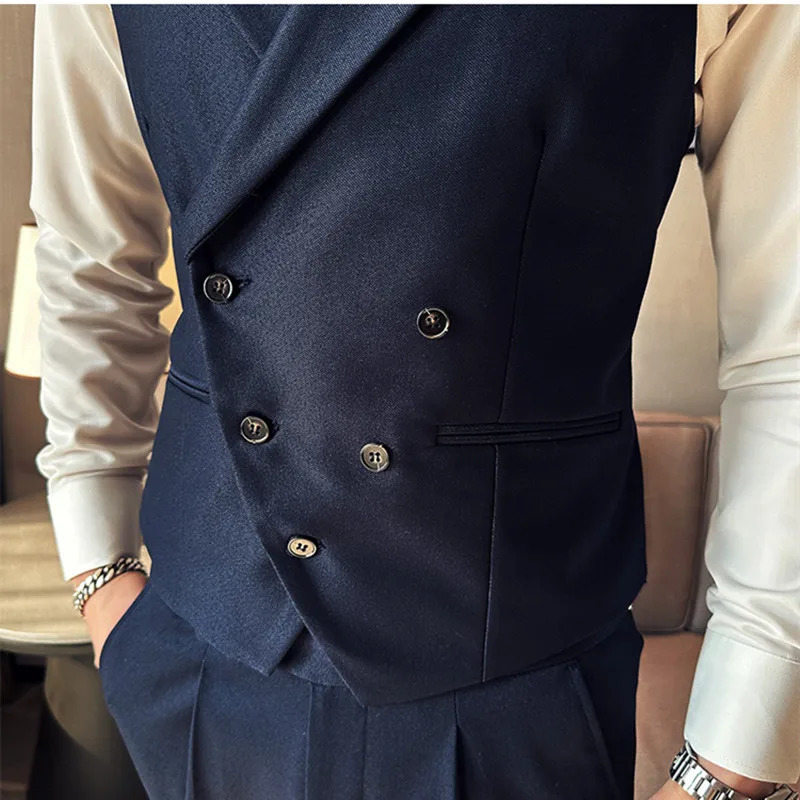 2023 Clothing Men Spring High Quality Double Breasted Blazers VestMale Slim Fit Casual Suit Vest Sizing Up S4XL 250114