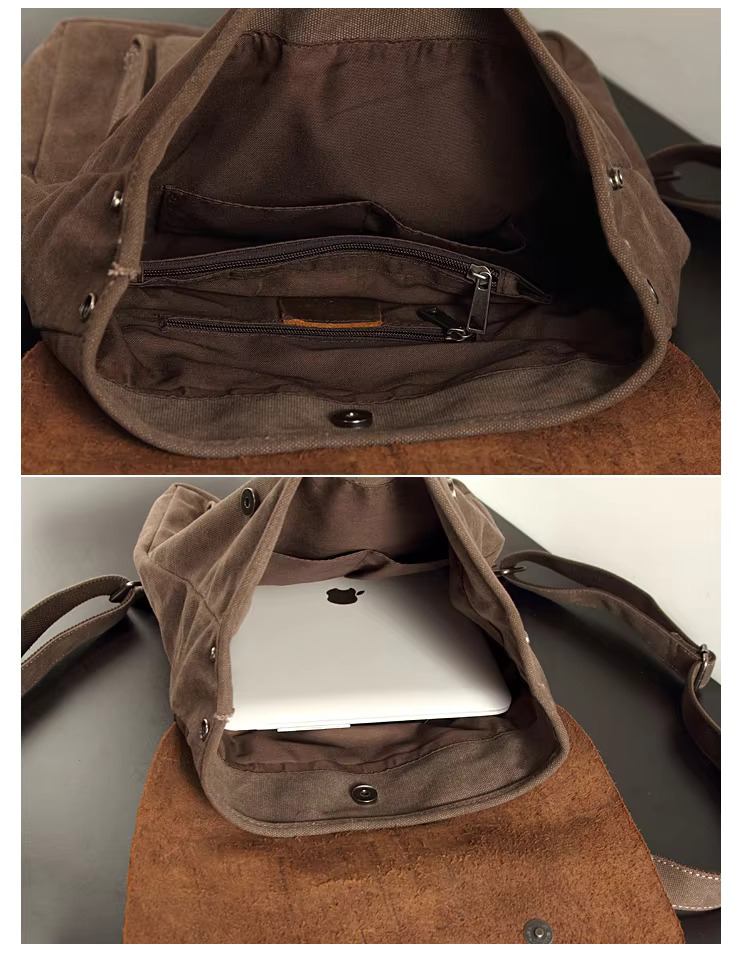 Fashion Leather Canvas Men Backpack Women School Bag Bagpack Rucksack Male Daypack Knapsack Teenager Mochila Hiking New