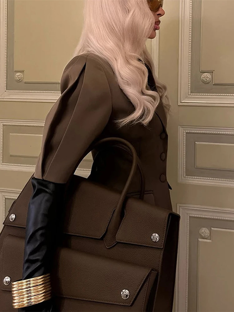 Casual Solid Blazer Pants Sets For Women Chic Singlebreasted Slim Pockets Coat High Waist Long Trousers 2025 Commute Lady Suit 250113