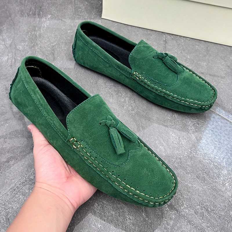 Suede Leather Flat Loafer For Men Fi Slip- Dress Driving Shoes Casual Boat Shoes Big Size Zapatos De HombreXJ250118