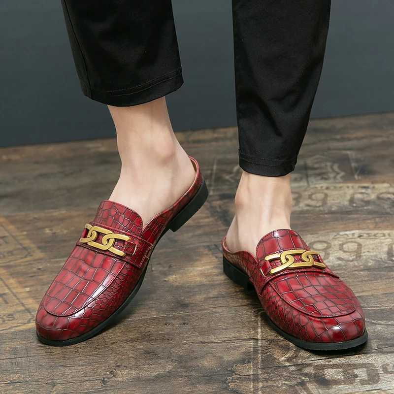 2024 New Mens Casual Loafers Leather Classic Boat Shoes Handmade Shoe High Quality Half Slipper Flats Lazy Footwear Muller ShoesXJ250118