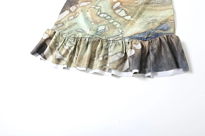 Women Holiday Beach Two Piece Set Crystals Knitted Patchwork Lace Up Halter Backless Tank Tops Ruffles Printed Mini Skirt Suit 250113