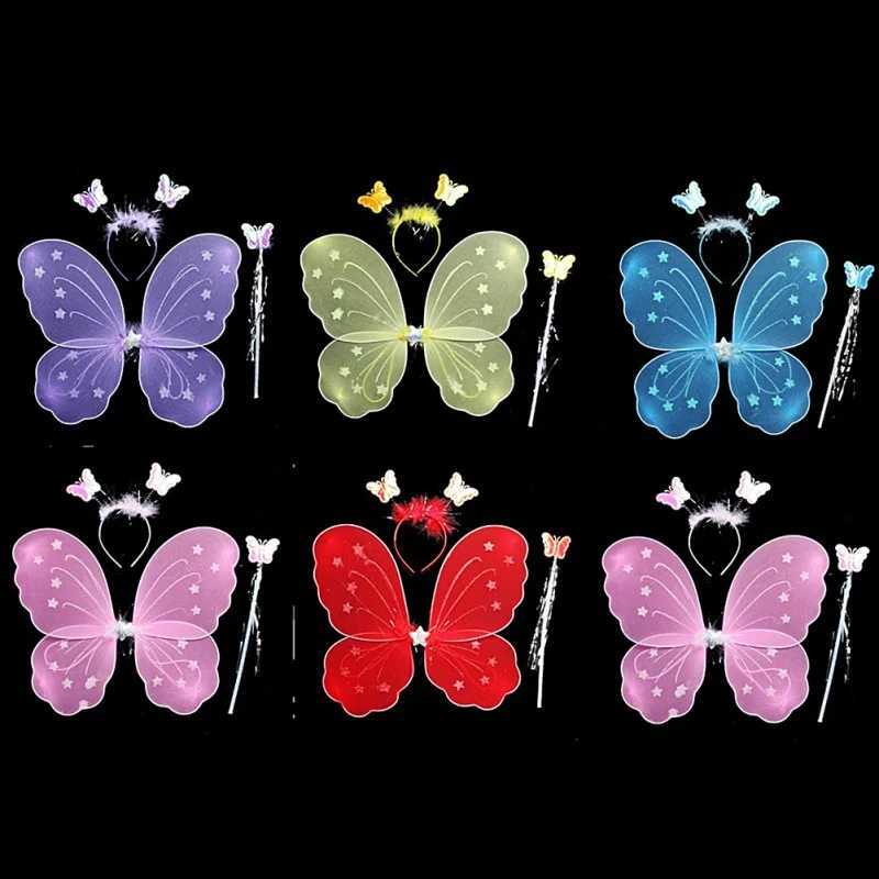 Kids Butterflies Princess Costume Luminous Fairy Wing Birthday Party Halloween Stage Dress Up Easter Gift W250117