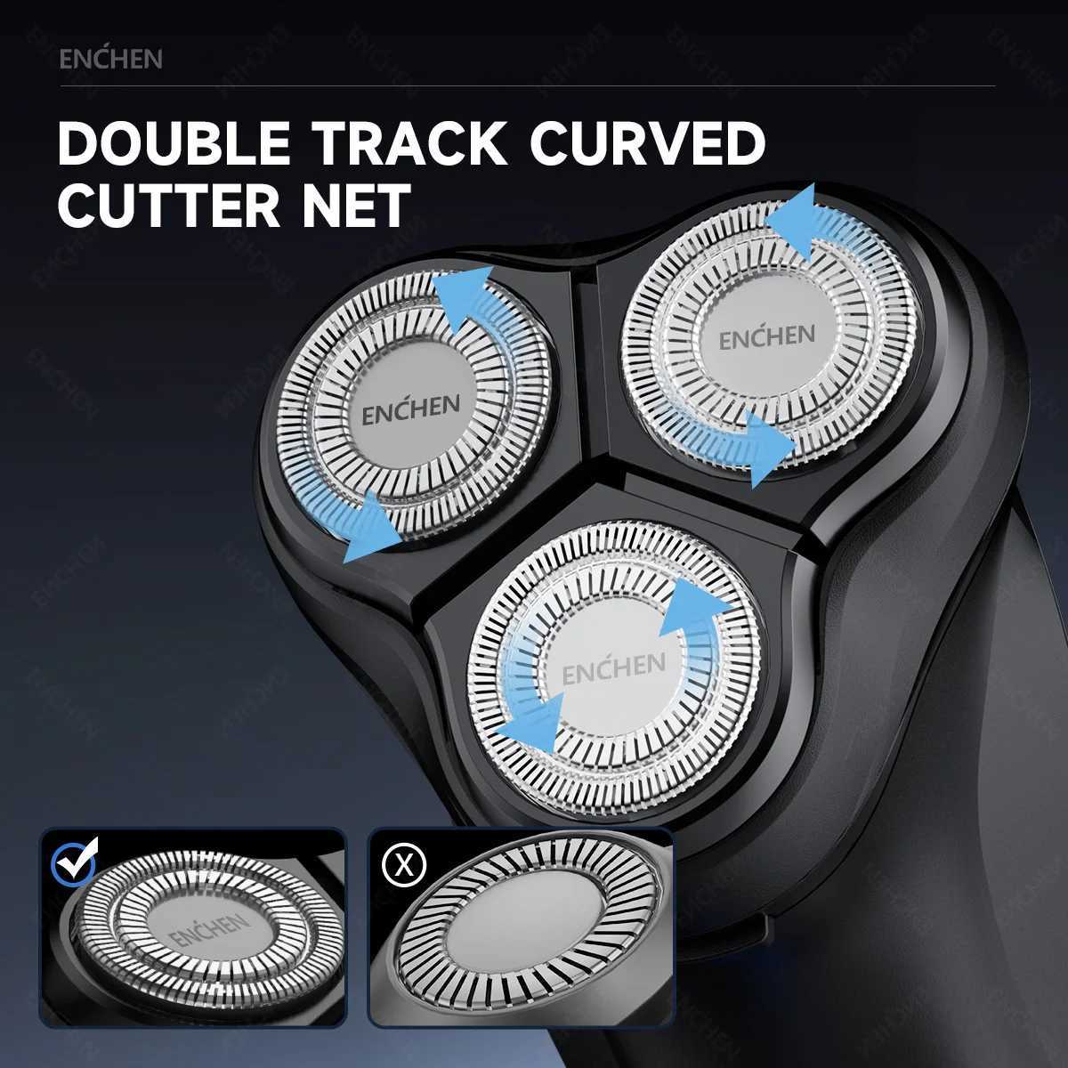 ENCHEN Electric Shaver Razor Beard Trimmer Hair Trimmer Rotary 3D Floating Portable Shaving Mane Shaver for Men BlackStone-CW250117