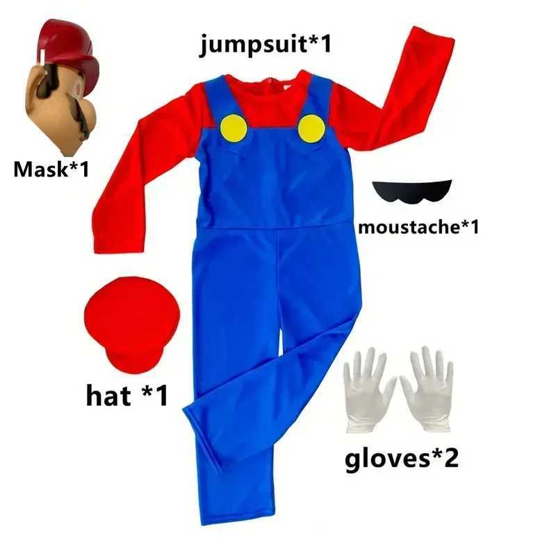 Kids Brothers Cartoon Game Costume Anime Button Up Bodysuit Saints Day Funny Character Play Dress Up Costume Beard Gloves Gift W250117
