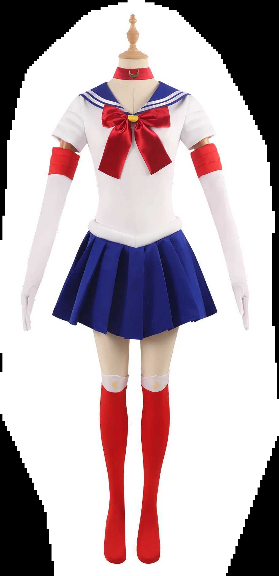 Anime Sailor Moon Cosplay Costume Tsukino Usagi Uniform Dress Outfits Cosplay Yellow Wig Halloween Carnivl Party Women Kids W250117