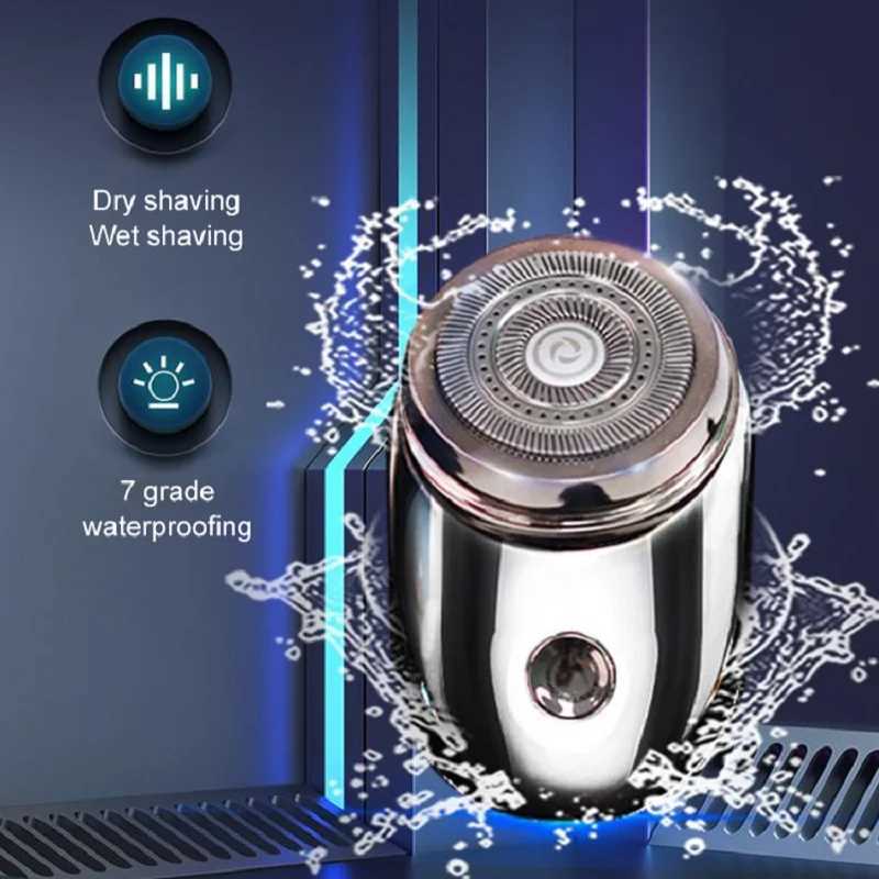 Mens Portable Mini Electric Razor Wet and Dry Shaver Stainless Steel Turbo Rotating with 1PC USB Travel Face Full Body ShaveW250117