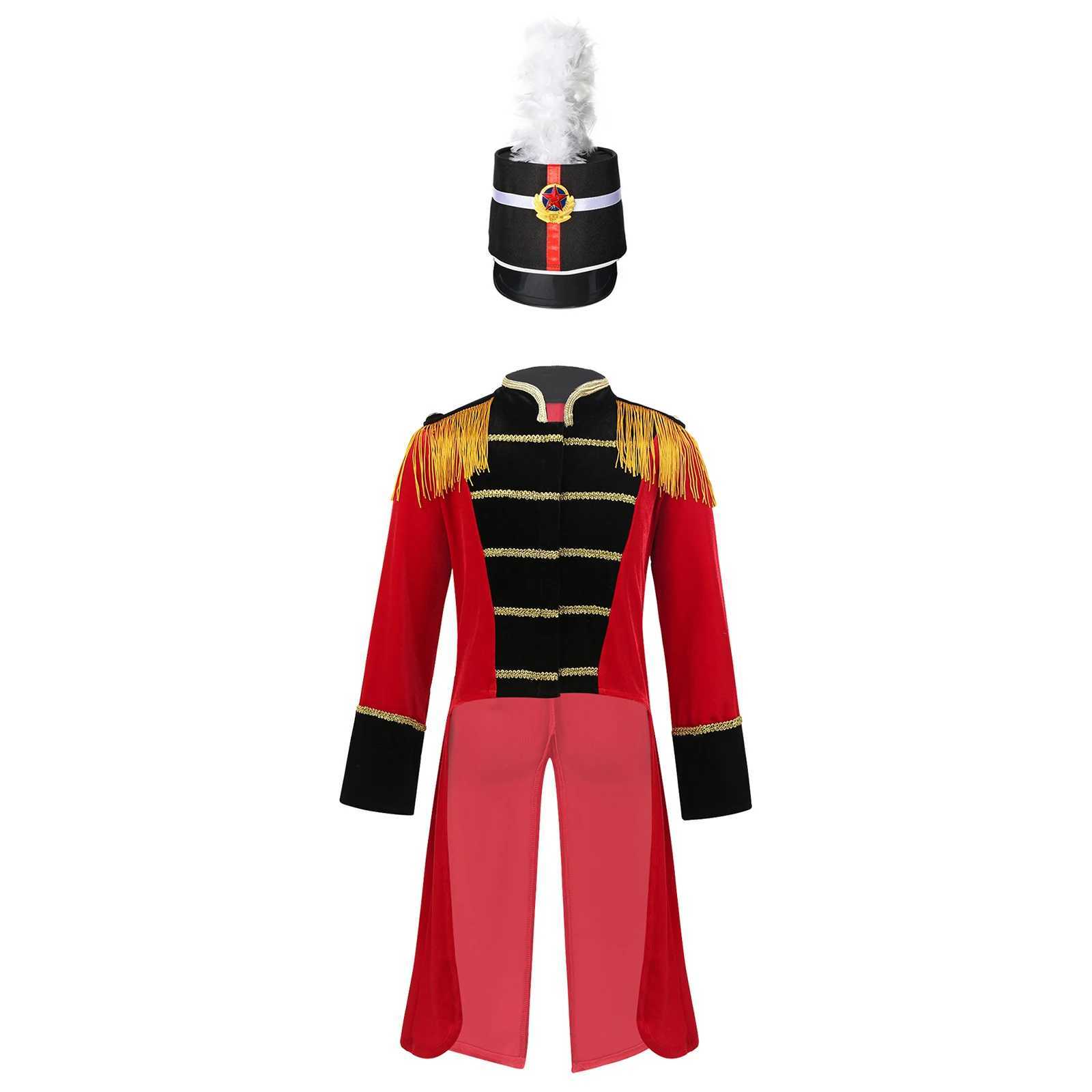Kids Boys Circus Ringmaster Costume Long Sleeve Tassels Tailcoat Jacket with Hat Magic Wand Gloves Halloween Cosplay Outfits W250117