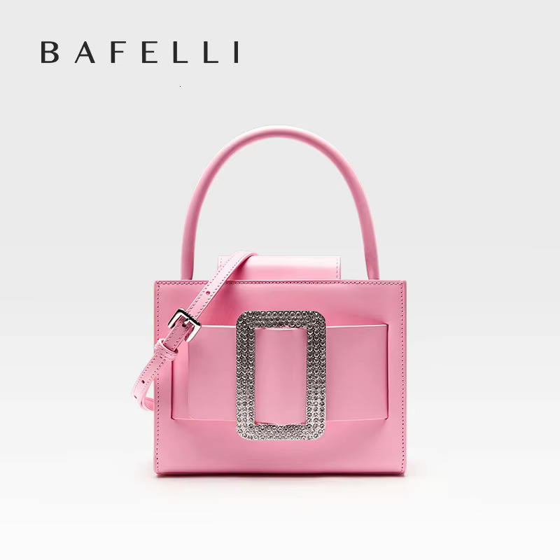 BAFELLI 2024 NEW Women's FASHION PINK EVENING HANDBAG SHOULDER BOXY BAG CASUAL PURSE BRAND DESIGNER LEATHER TREND LADY