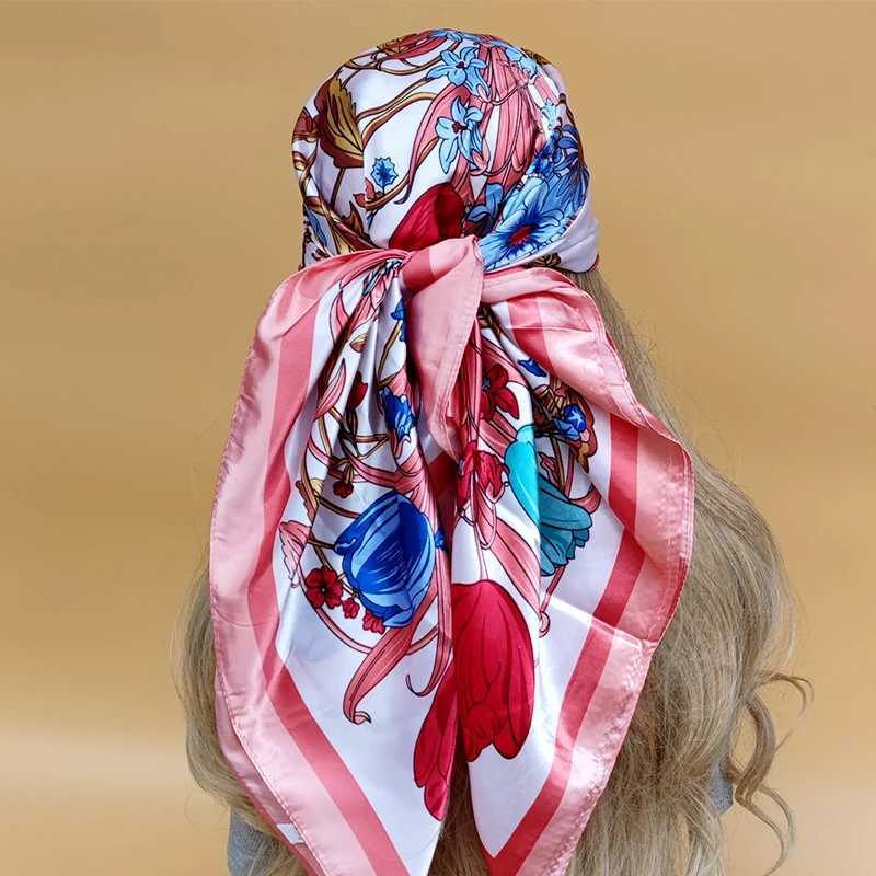 Women 90X90CM New Shls The Seasons Beach Scarves Fashion Model Square Silk Hijab Popular Design Sunscreen Headscarf W250118
