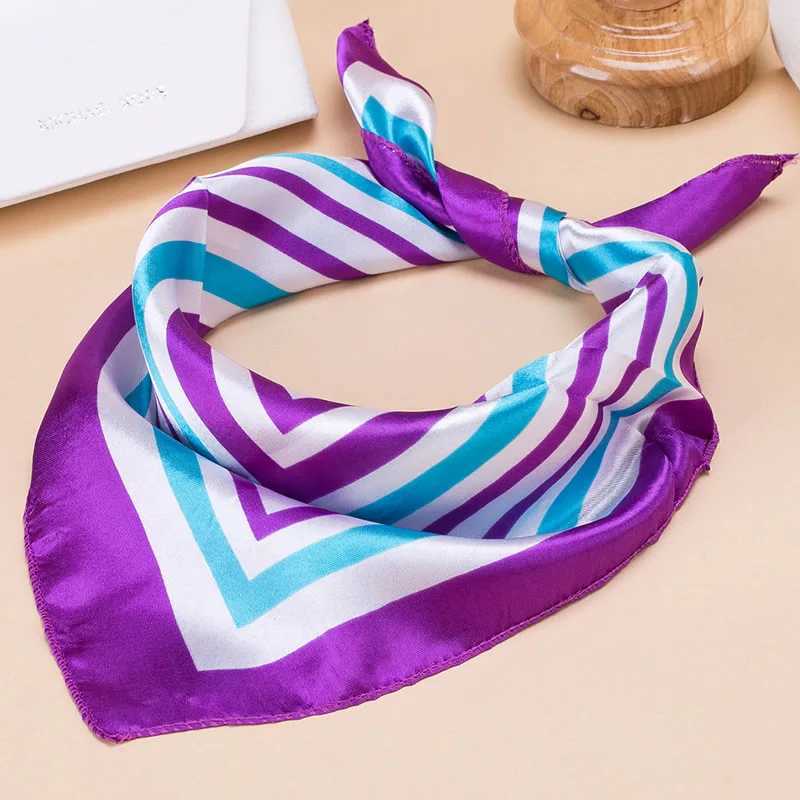 Fashion Square Women Girl Elegant Flight Attendants Hotel Waiter Busin Imitation Silk Scarf printing Korean style Gift 50*50cm W250118