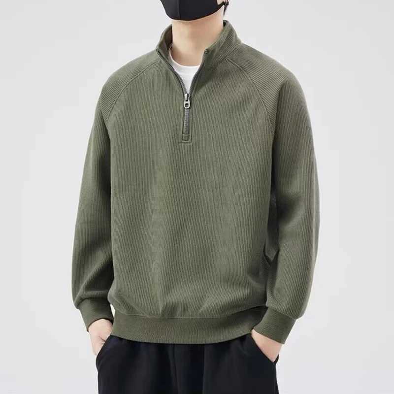Spring Stand-up Collar Pullover Sweatshirts Mens 2024 New Half Zipper Y2K Vintage Hoody Casual Preppy Fashion Loose Clothes W250117