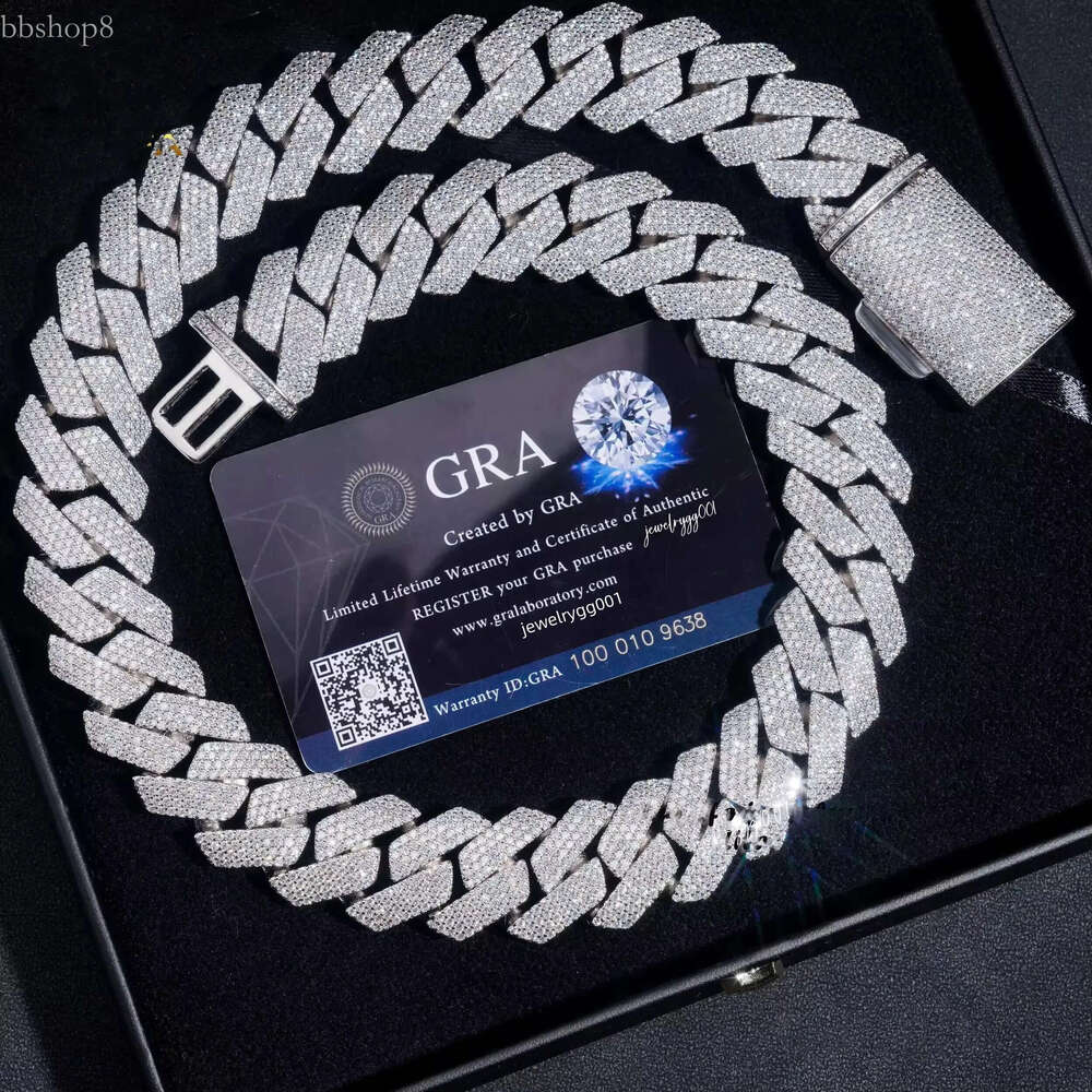 Cuban k Necklace 3 Row Moissanite 20MM W Gold Chains for Men Prong Chocker S Personalize Iced Out Chain Hip Hop Designer Jewelry