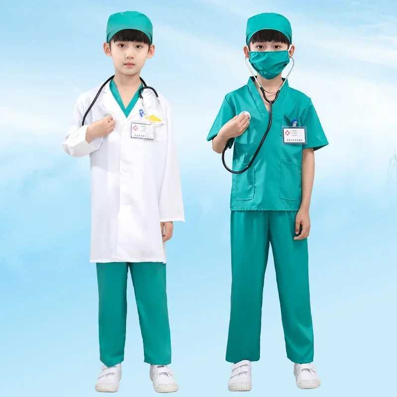 Childrens White Coat Nurses Suit Little Doctors Surgical Suit Toddlers Boys and Girls Retrograde Dance Costume W250117