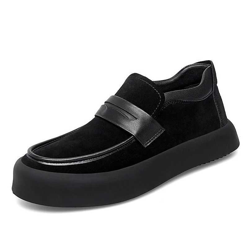 Spring Autumn New Designer Leather Loafers Male Fi Casual New Designer Black British Platform Shoes for MenXJ250118