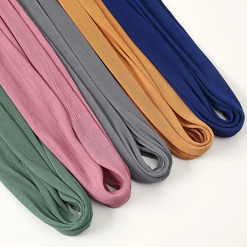 est Pleated Bubble Chiffon Instant Hijabs Plain Crinkle Shawls Scarf Lady High Quality Soft Thick Muslim Wraps 180*85Cm 250121