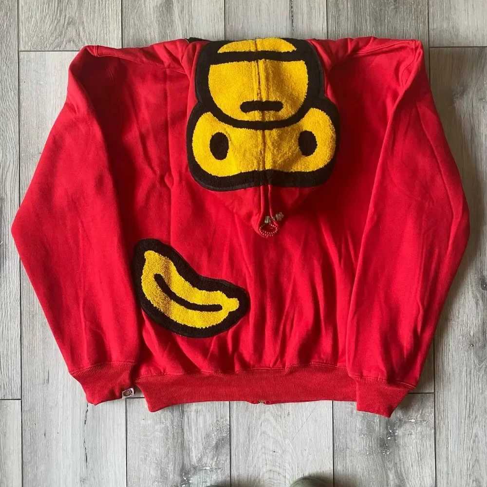 Y2K Harajuku Punk Anime Pattern Embroidered Hoodies Loose Zipper Hoodie Mens Sweatshirt Plus Velvet Long Sleeved Pullover Top W250117