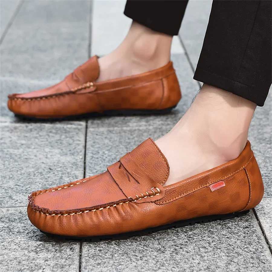 Big Size 38~48 Men Loafers Real Leather Fi Boat Shoes Mens Casual Leather Male Flat Shoes 2025 NewXJ250118