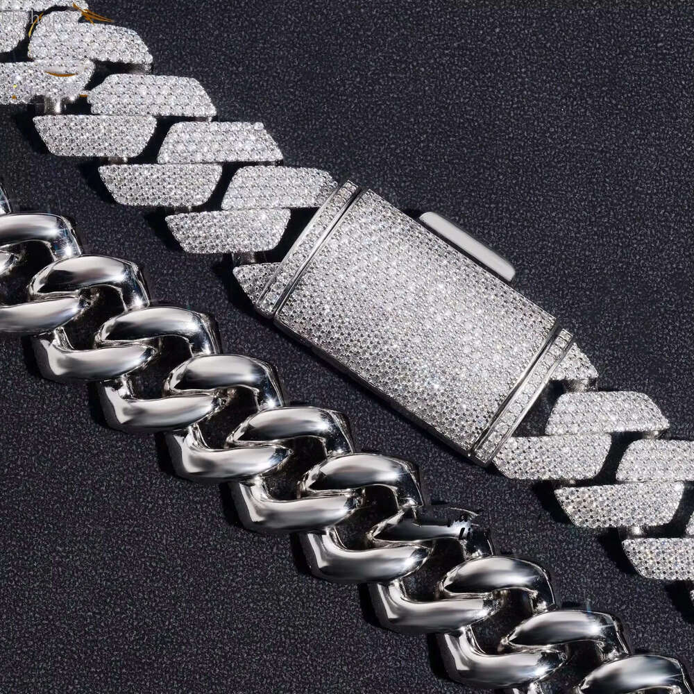 Cuban k Necklace 3 Row Moissanite 20MM W Gold Chains for Men Prong Chocker S Personalize Iced Out Chain Hip Hop Designer Jewelry