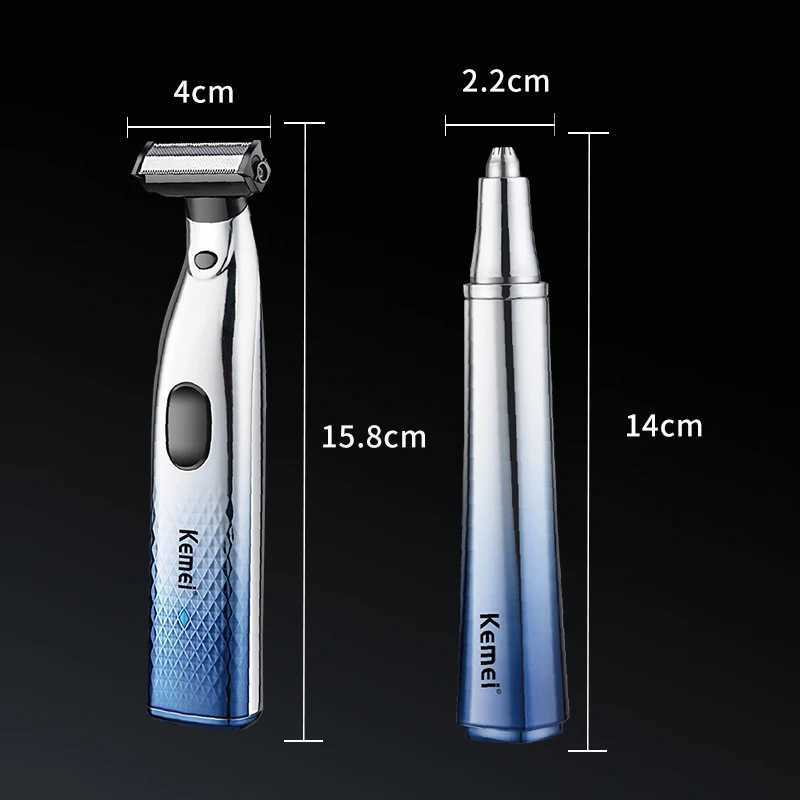 Original Kemei Waterproof IPX7 Design 2-in-1 Mens Beauty Electric Set Facial and Body Wet and Dry USB Charging ShaverW250117