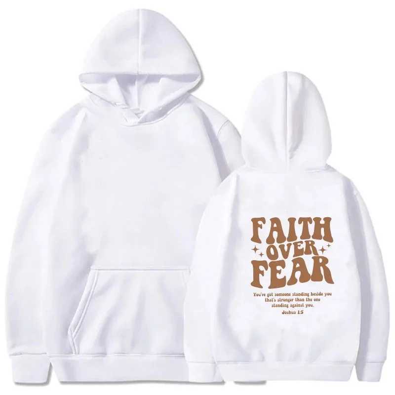 Spring Faith Over Fear Letter Printed Hoodie Casual Oversized Boys and Girls Fashion Dress Y2k Grunge Hoodie Sportswear W250117