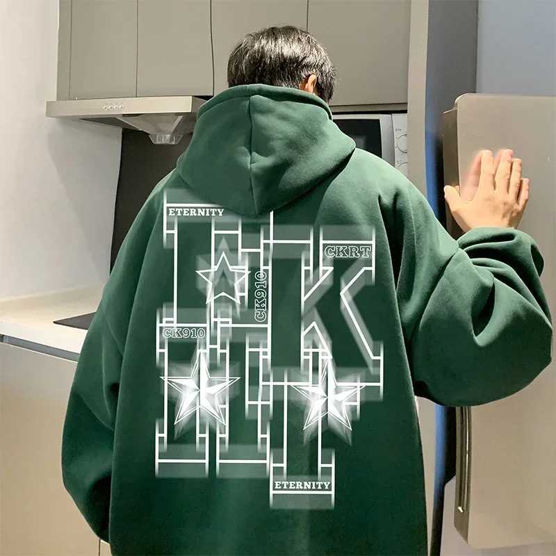 Autumn Hip Hop Mens Super Large Hoodie Letter Printing Hoodie Sportswear 2024 New Y2K Street Clothing Wool Pulling Hoodie W250117