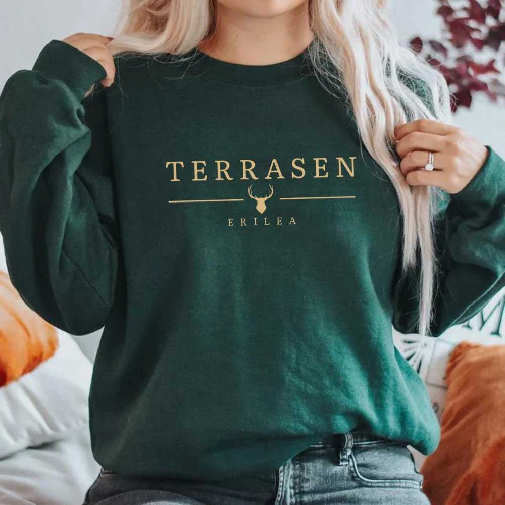 Terrasen Sportswear Glass Throne Hoodie Womens Crewneck Sportswear SJM Bookish Pullover Gift Rhysand Fan Casual Top W250117