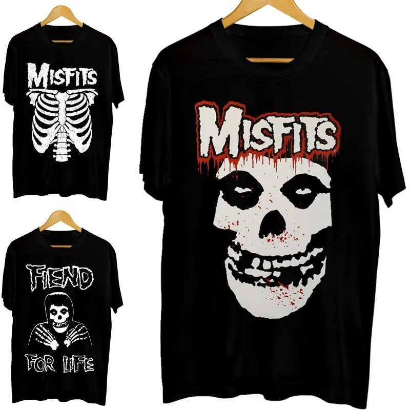 T Shirt Y2K Mens Womens Harajuku Gothic Hip Hop Graphic Printing Cotton Round Neck MISFITS Oversized Tees Short Sleeve Tops W250117