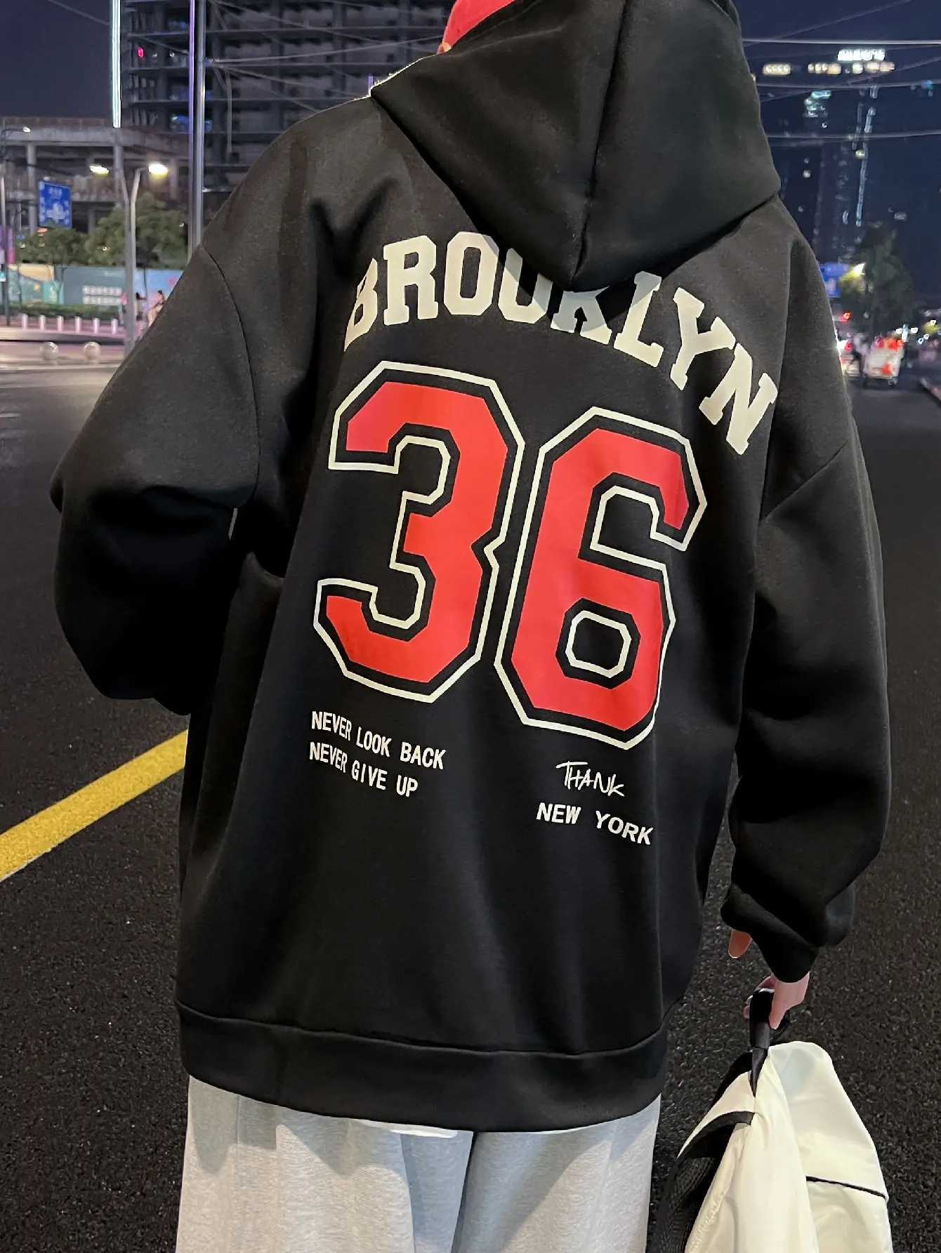 Brooklyn 36 Art Letter Retro Design Hoodies For Mens All-Match New Pullovers Street Casual Hoody Pocket Comfortable Male Tops W250117