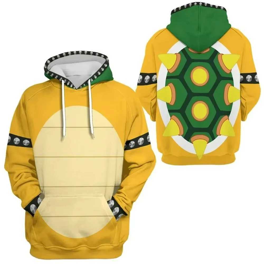 New Super Brother series cosplay anime hoodie 3D cartoon Bowser printed mens track and field suit Pullover Harajuku hoodie Y2k clothing W250117