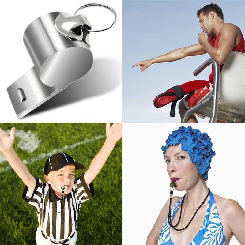 /5/0pcsStainless Steel Whistles Referee Sport Rugby Metal Rope Party Training Soccer Football Basketball Cheerleading ToolW250121