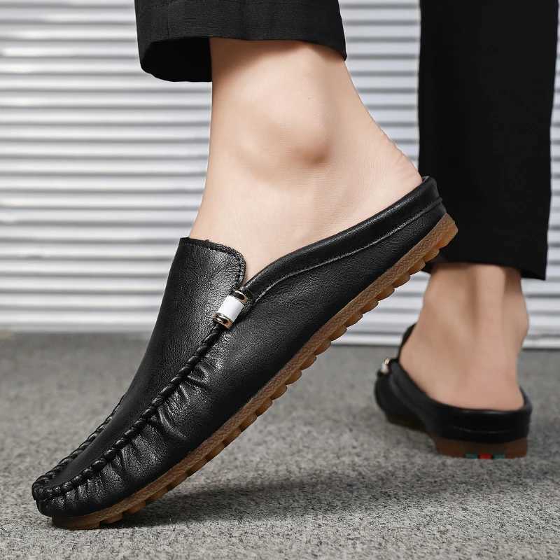 All-mah Luxury Brand Male ShoesLightweight for Men Muller New Arrival Outdoor Men Casual Shoes Leather Mens Slip ShoesXJ250118