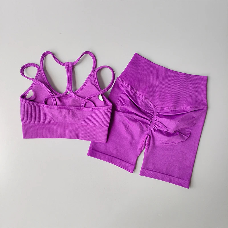 Peach High Waist Hip Lifting Sports Set Gathering Shockproof Quick Dried Yoga Clothes Running 34 Pants Fitness Two Piece 250113