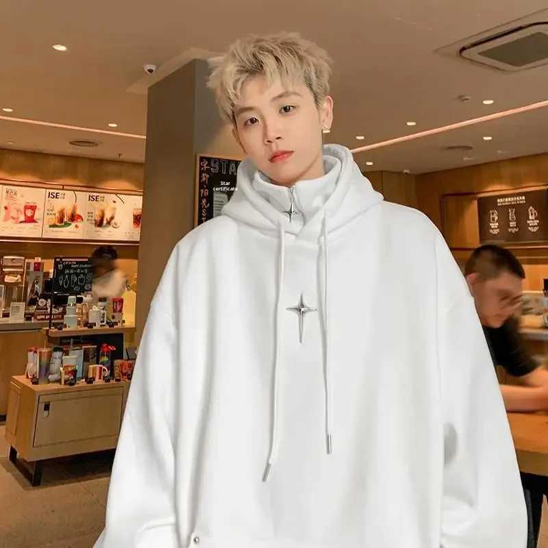 Two piece Illusionpolo/Turtle Neck Sweatshirt Mens Hoodie Spring and Autumn American Style Trendy High end Fashion Versati W250117