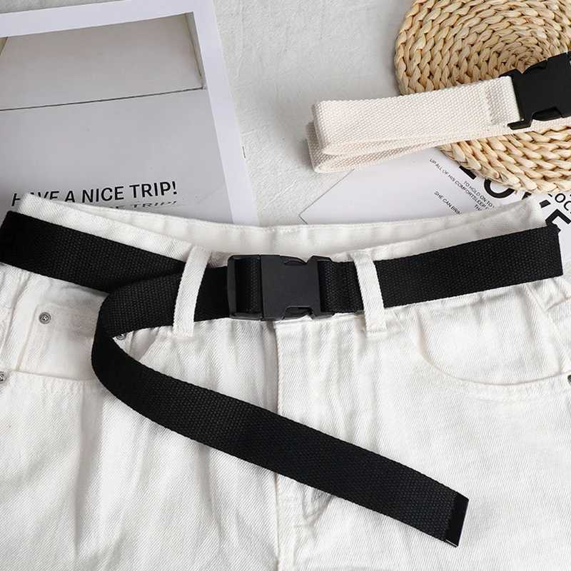 Hundreds of canvas leisure belt men and women plastic buckle belt work trousers youth military training decorative trouser belt W250120