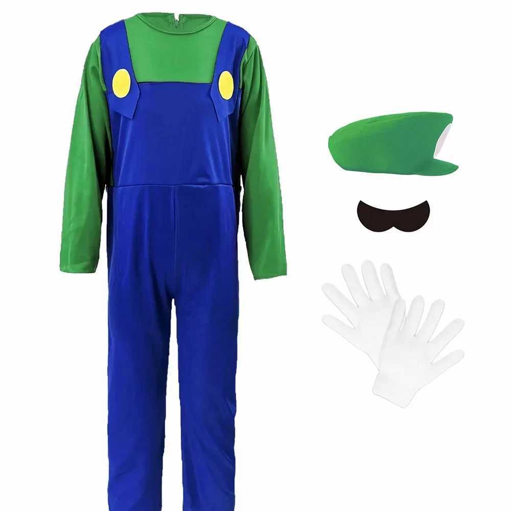 Plumber Bros cosplay costumes fun Halloween carnival costumes mens and womens fancy jumpsuits hats mustard gloves W250117
