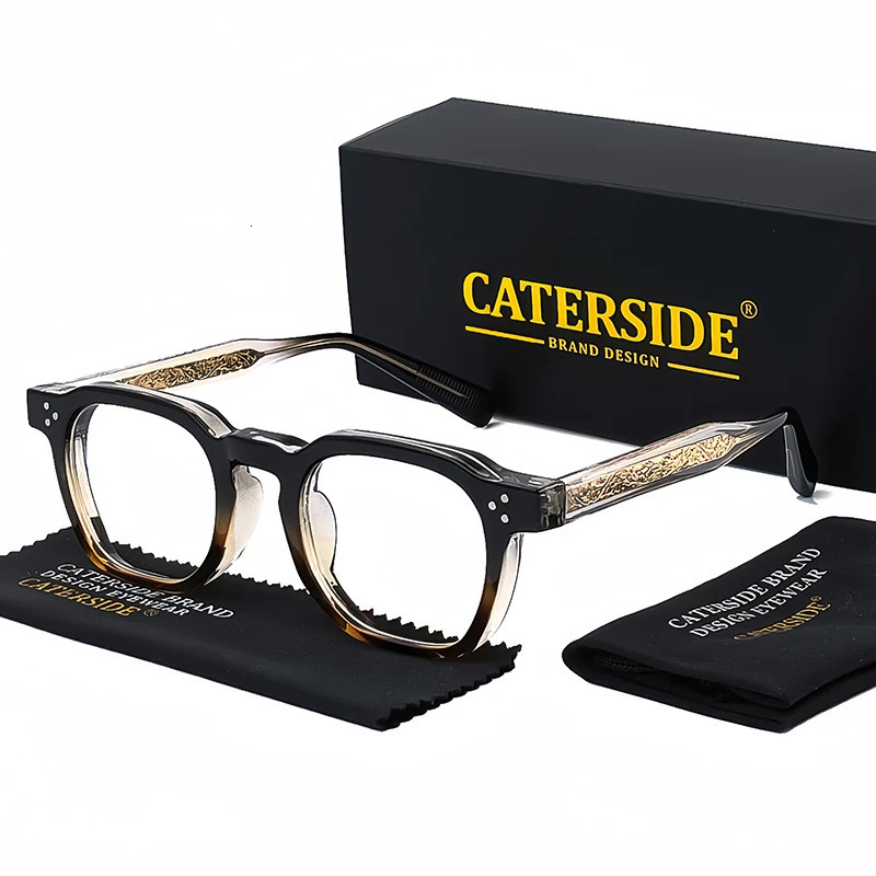CATERSIDE Retro Square Glasses for Men TR90 Frame Anti Blue Light High Quality Computer Reading Glasse Optical Eyewear 250110