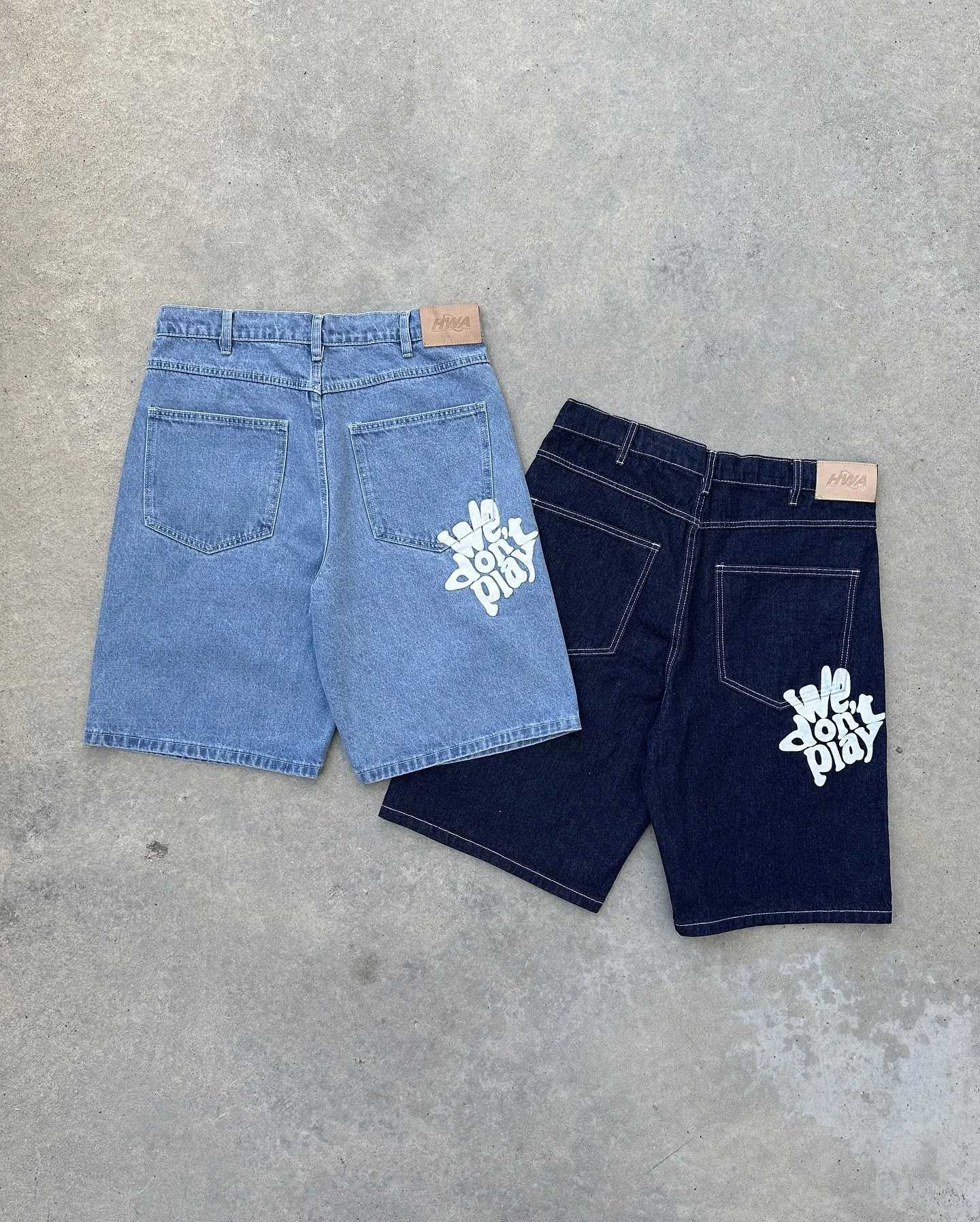 Retro Men Women Casual Wide Leg Jeans Trendy Brand Y2k Baggy Shorts Men High Quality Jeans Hiphop Goth Streetwear Harajuku Jorts W250117