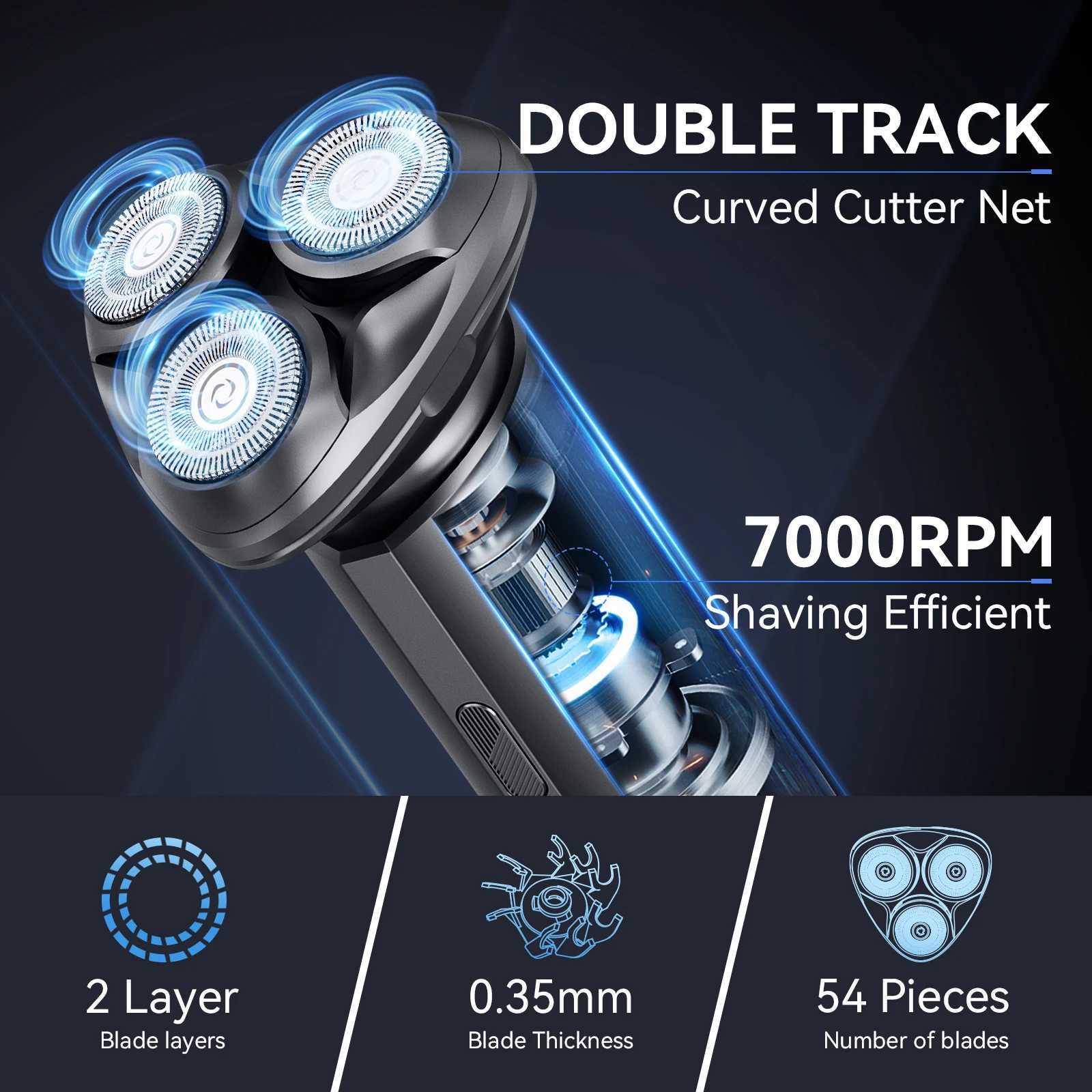 Kenson mens electric shaver rechargeable 3D floating magnetic cutter washable beard trimming shaver mens shaverW250117