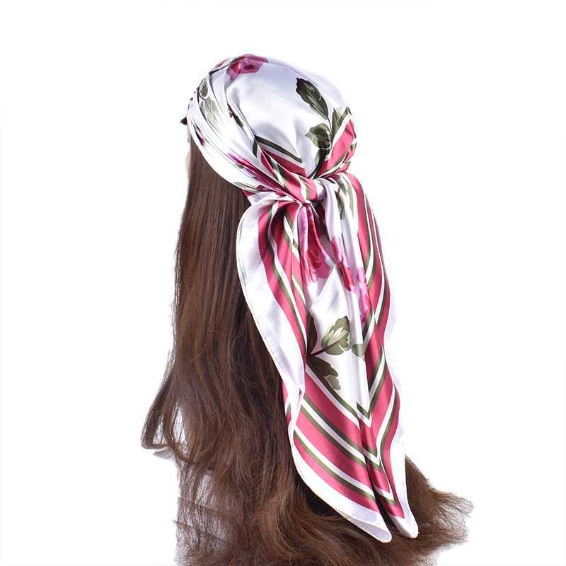2023 New Rose Pattern Season Global Fashion 90 Color Ding Square Scarf Headband Scarf Silk W250118