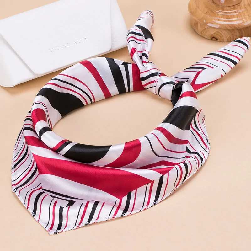 Fashion Square Women Girl Elegant Flight Attendants Hotel Waiter Busin Imitation Silk Scarf printing Korean style Gift 50*50cm W250118