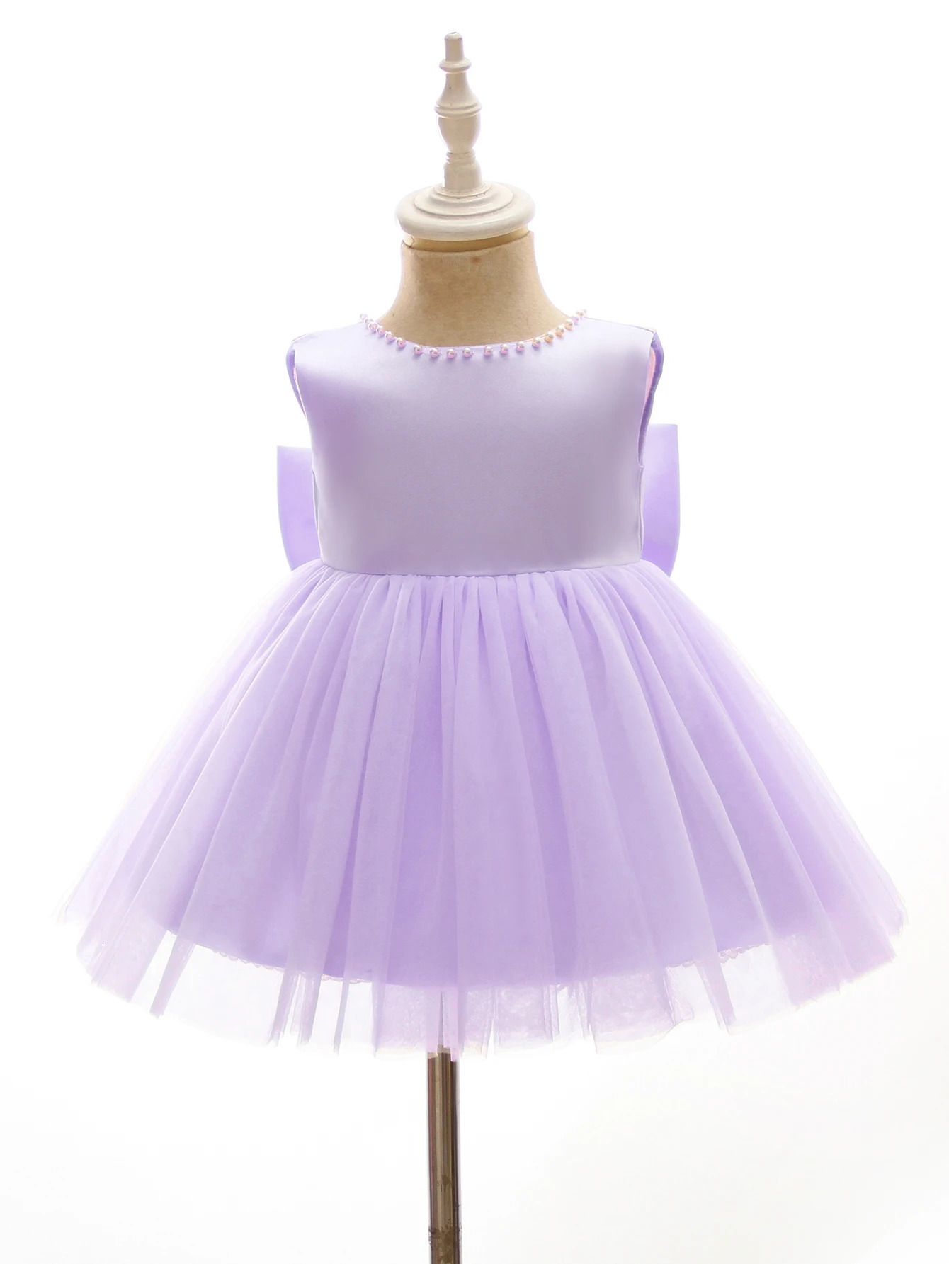 Cute Baby Girls High Quality Satin Fashion Fancy Bow Beautiful Flower Baby Girl Dress Party 250120