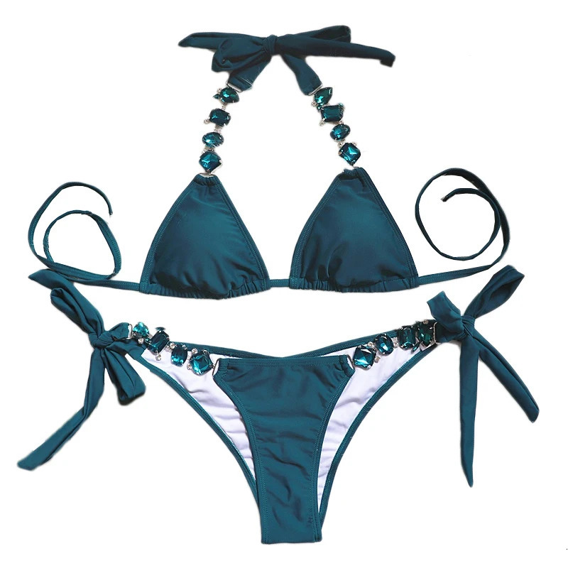rhinestone swimsuit for women sexy thong bikini set summer swimsuit beach wear 2-piece swimsuit 250118