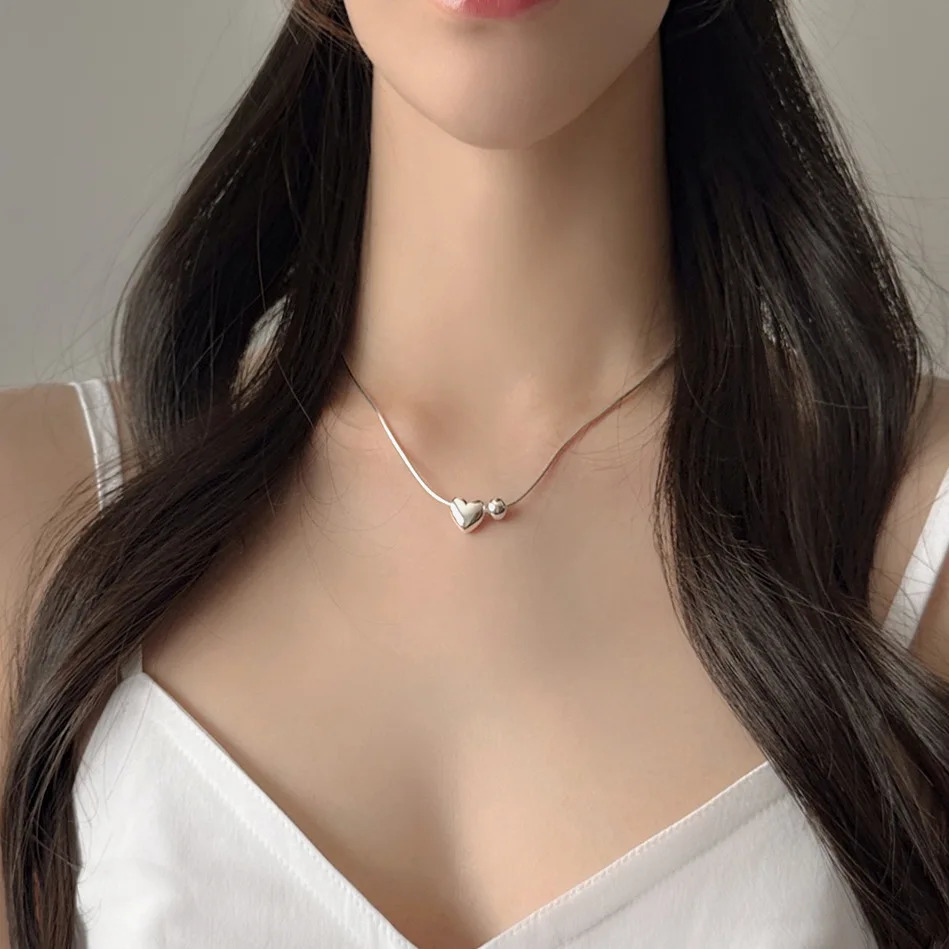 SHANICE 925 Sterling Silver Love Heart Pearl snake bone chain Necklaces For Women Chokers Festival Party Gift Jewelry 250117
