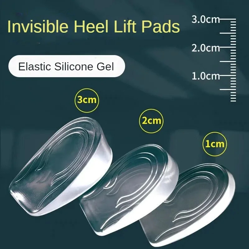 3CM 2CM Silicone Gel Height Increase Insoles Heel Lifting Inserts Invisible Transparent Foot Care Protector Elastic Shoe Insert 250121
