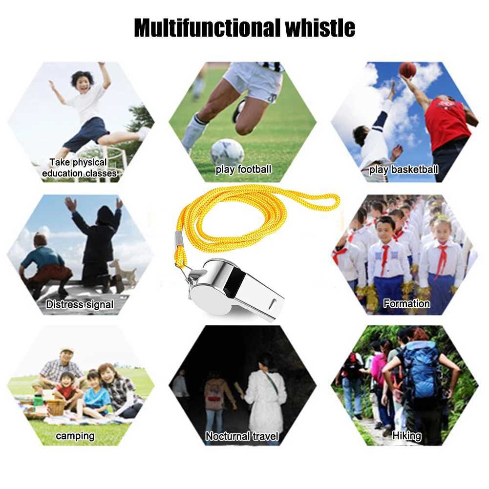 Survival Whistle with Rope Extra Loud Sports Whistle Portable Loud Crisp Sound Whistle for Soccer Football Basketball TrainingW250121